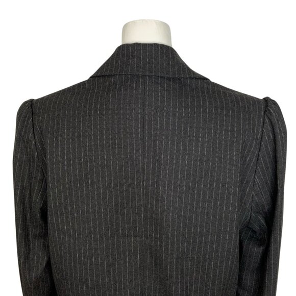 Anthropologie Maeve 80'S Boxy Blazer S Gray Pinstriped Crop Oversized Career NWT - Picture 9 of 13
